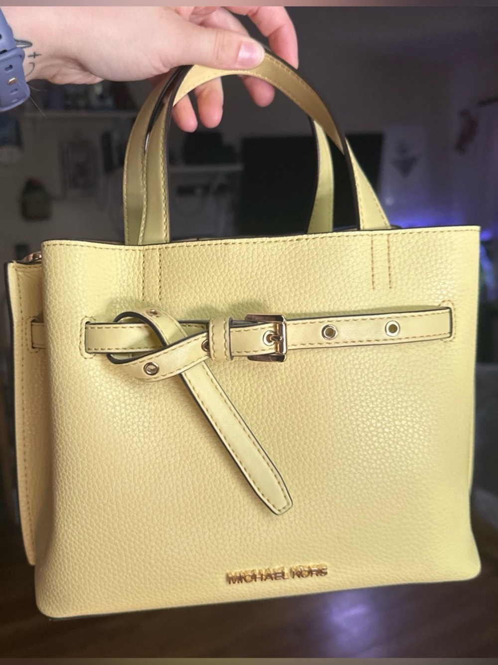 Michael Kors Pale Yellow Leather Top-Handle Satchel